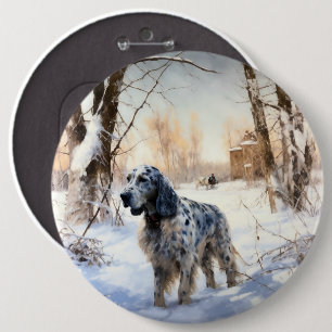 Chapa Redonda De 15 Cm Setter Inglés Deja que nieve Navidad