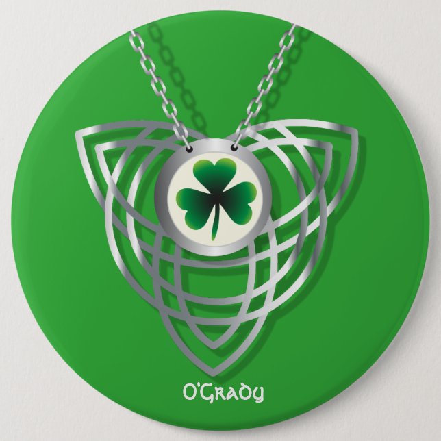 Chapa Redonda De 15 Cm Shamrock and Celtic Knot (Anverso)