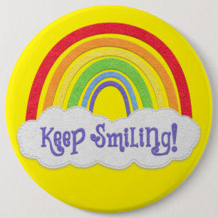 Chapa Redonda De 15 Cm ¡SIGA SONRIENDO! Felt Look Rainbow