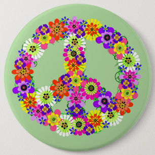 Chapa Redonda De 15 Cm Signo de Paz Floral