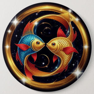 Chapa Redonda De 15 Cm Signo zodiacal de Piscis en un estilo artístico có
