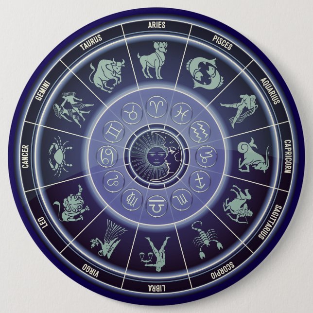 Chapa Redonda De 15 Cm Signos del horóscopo (Anverso)