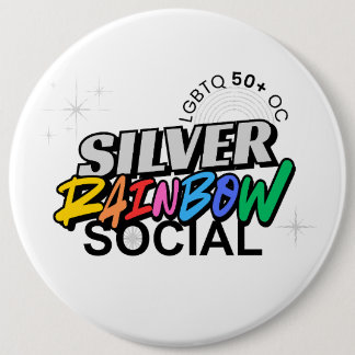 Chapa Redonda De 15 Cm Silver Rainbow Social Button