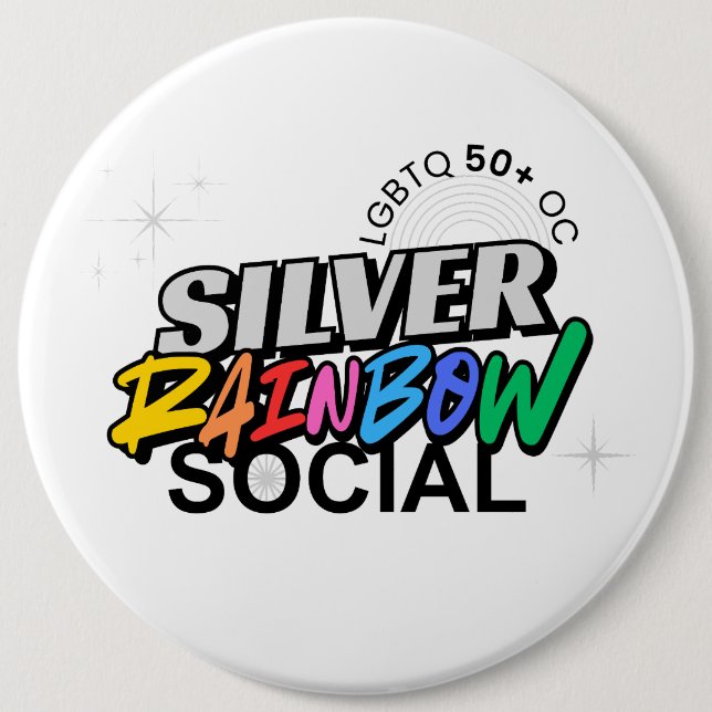 Chapa Redonda De 15 Cm Silver Rainbow Social Button (Anverso)