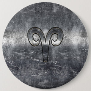 Chapa Redonda De 15 Cm Símbolo de Aries Zodiac en estilo de acero platead