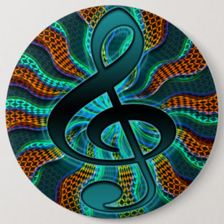 Chapa Redonda De 15 Cm Símbolo de música psicodélico del Clef del Clef