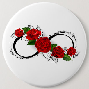 Chapa Redonda De 15 Cm Símbolo infinito con rosas rojas
