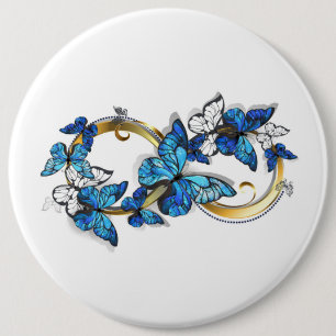 Chapa Redonda De 15 Cm Símbolo infinito de mariposas Morpho azules