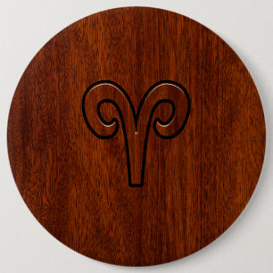 Chapa Redonda De 15 Cm Símbolo moderno de Aries Zodiac en caoba como impr