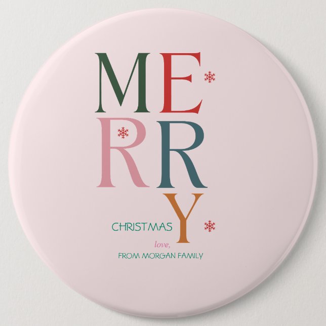 Chapa Redonda De 15 Cm Simplemente Navidades Coloridas Rosa (Anverso)