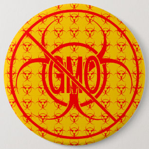 Chapa Redonda De 15 Cm Sin botones GMO Aviso de peligro Biopeligro Botone