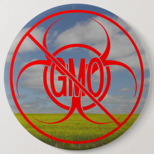 Chapa Redonda De 15 Cm Sin botones GMO Aviso de peligro Biopeligro Botone