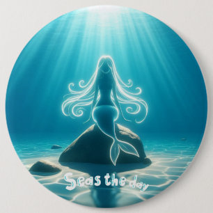 Chapa Redonda De 15 Cm Sirena submarina iluminada con sol