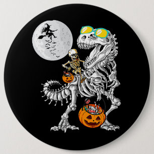 Chapa Redonda De 15 Cm Skeleton Riding Mummy Dinosaur T Rex Halloween Div