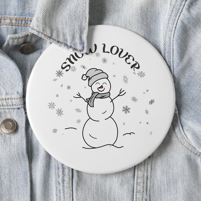 Chapa Redonda De 15 Cm Snow Lover Cute Snowman Pin Button                 (In situ)