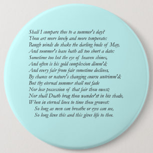 Chapa Redonda De 15 Cm Sonnet # 18 de William Shakespeare