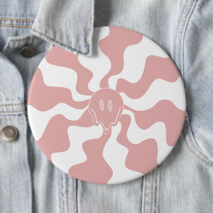 Chapa Redonda De 15 Cm Sonreir fusión en rosa y blanco