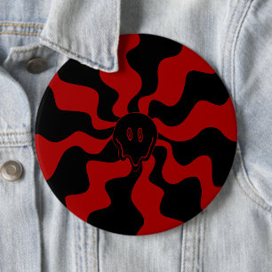 Chapa Redonda De 15 Cm Sonríe Funde Retro Rojo y Negro