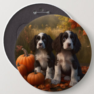 Chapa Redonda De 15 Cm Springer Spaniel Puppy Autumn Delight Pumpkin