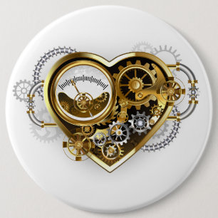 Chapa Redonda De 15 Cm Steampunk Heart with a Manometer