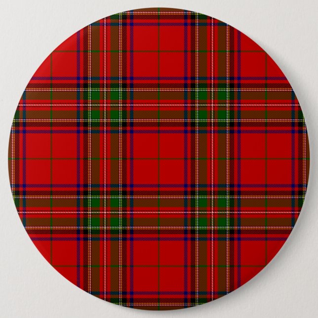 Chapa Redonda De 15 Cm Stewart / Stuart tartan rojo platillo verde (Anverso)