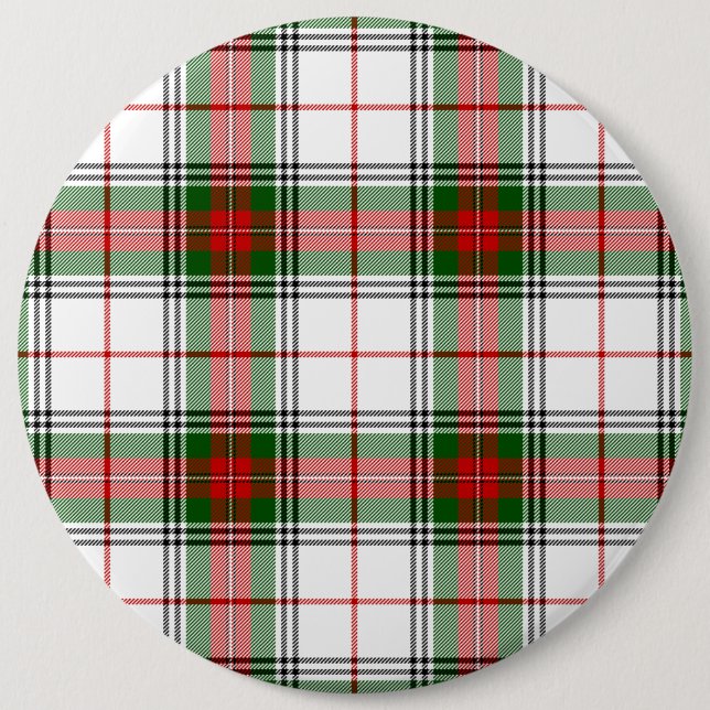 Chapa Redonda De 15 Cm Stuart / Stewart tartan blanco rojo platillo verde (Anverso)
