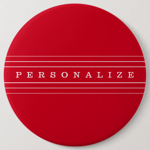 Chapa Redonda De 15 Cm Su texto personalizado y rayas modernas   Rojo y b