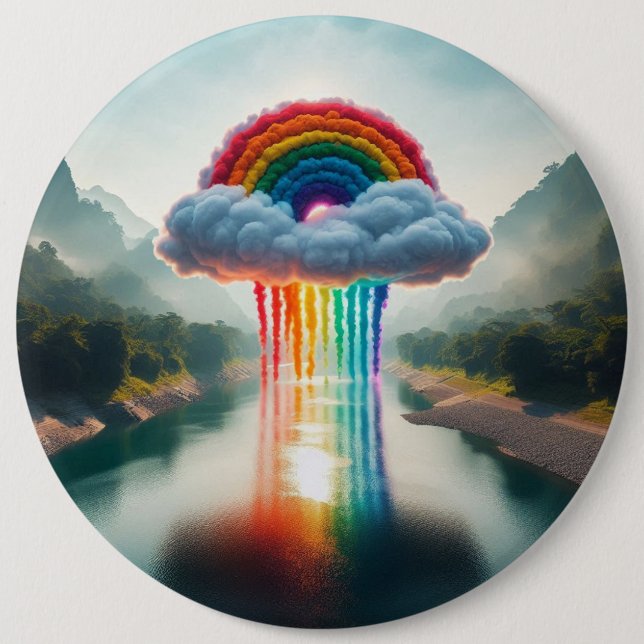 Chapa Redonda De 15 Cm "Sueño arcoiris: Colección de botones de nube sobr (Anverso)