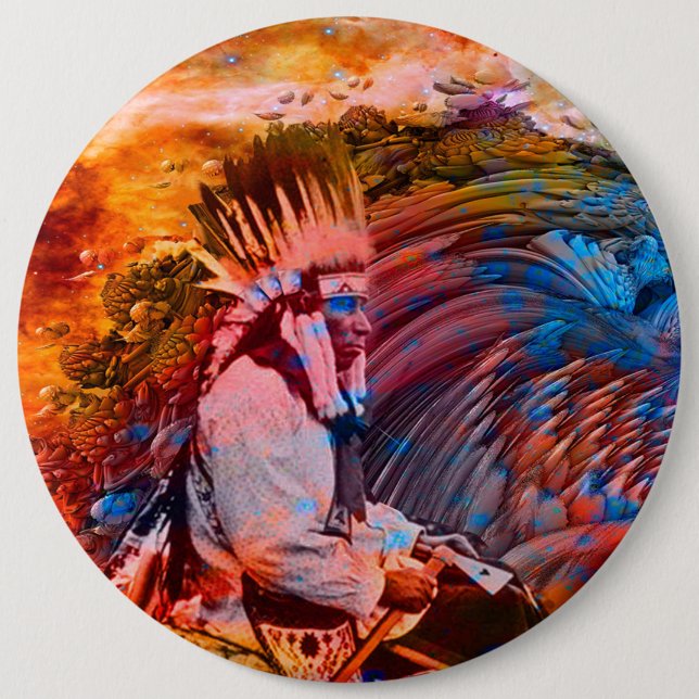 Chapa Redonda De 15 Cm Sueño nativo americano (Anverso)