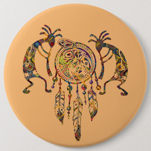 Chapa Redonda De 15 Cm Sueño nativo americano de ballena Kokopelli 2