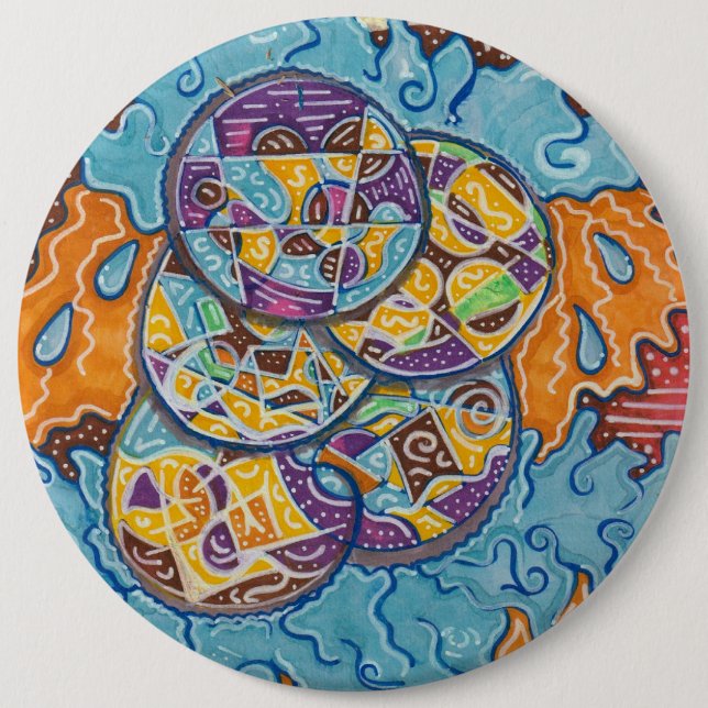 Chapa Redonda De 15 Cm Surf resumen elemental (Anverso)