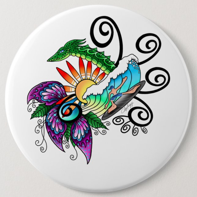 Chapa Redonda De 15 Cm Surfer Dude Personalizado (Anverso)