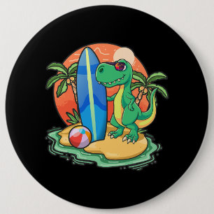 Chapa Redonda De 15 Cm Surfing Dinosaur Funny Beach Vacation Animal Graph