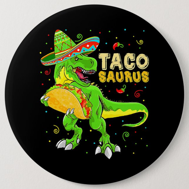 Chapa Redonda De 15 Cm Tacosaurus Shirt Taco Cinco De Mayo Niños Dino (Anverso)