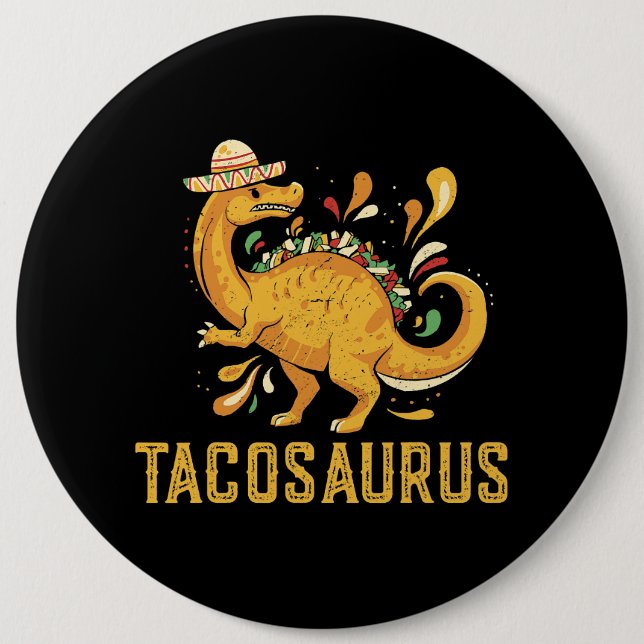 Chapa Redonda De 15 Cm Tacosaurus Taco Saurus Dinosaurio México Cinco de  (Anverso)