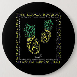 Chapa Redonda De 15 Cm Tahiti Moorea Bora Bora Polinesia Tattoo Pineappl