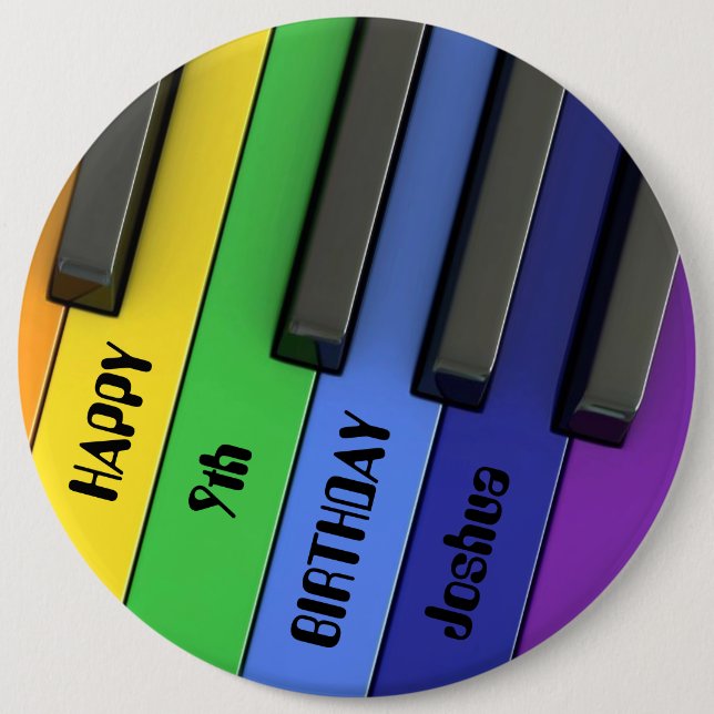 Chapa Redonda De 15 Cm Tarjeta de cumpleaños personalizada - Piano de cum (Anverso)