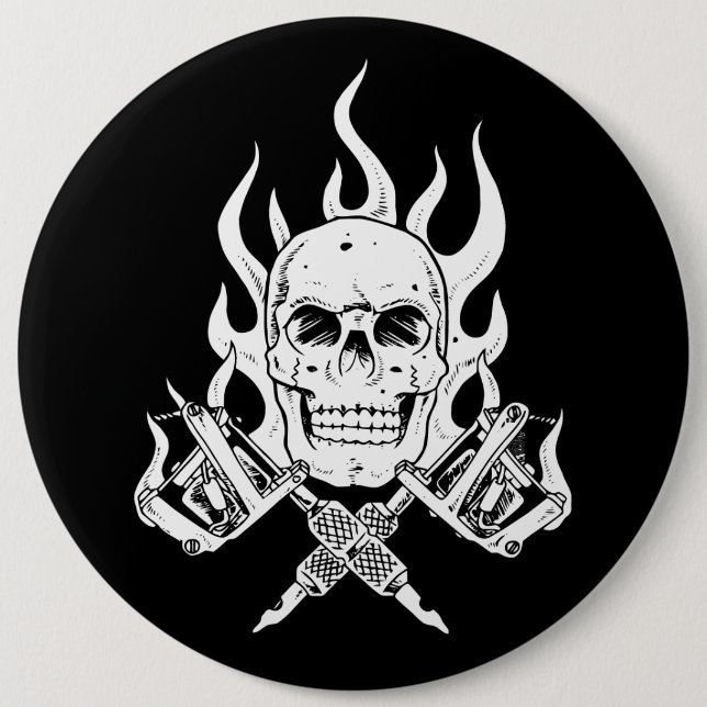 Chapa Redonda De 15 Cm Tattoo Skull (Anverso)