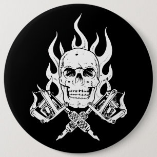 Chapa Redonda De 15 Cm Tattoo Skull