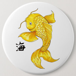 Chapa Redonda De 15 Cm Tatuaje de carpa japonesa de pescado Koi Oriental