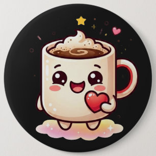 Chapa Redonda De 15 Cm Taza de Chocolate Caliente Kawaii con Vector de Co