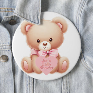 Chapa Redonda De 15 Cm Teddy Bear Pink
