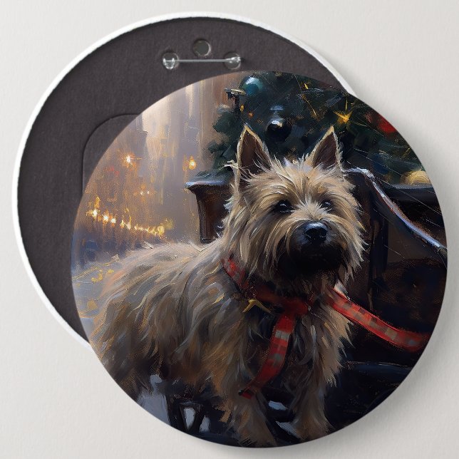 Chapa Redonda De 15 Cm Temporada festiva de los Navidades Cairn Terrier (Anverso y reverso)