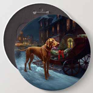 Chapa Redonda De 15 Cm Temporada festiva de Navidad de Vizsla