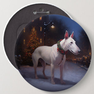 Chapa Redonda De 15 Cm Temporada festiva de Navidad del Bull Terrier