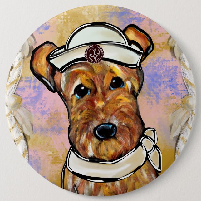 CHAPA REDONDA DE 15 CM TERRIER DE AIREDALE   (Anverso)