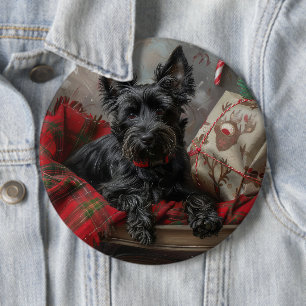 Chapa Redonda De 15 Cm Terrier Escocés Perro Navideño Festivo