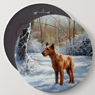 Chapa Redonda De 15 Cm Terrier Irlandés Deja que nieve Navidad