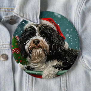 Chapa Redonda De 15 Cm Terrier Tibetano Navidad Festiva