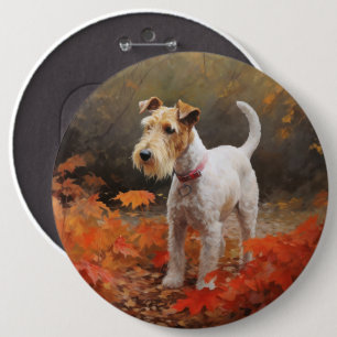 Chapa Redonda De 15 Cm Terrier Wirefox en hojas de otoño Inspira 